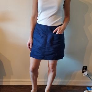 Navy Blue Suede Mini Skirt with front pockets